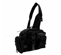 CHICIRIS Sac de Rangement pour Matériel de Pêche, Support de Canne intégré, Sangle D'épaule, Système de Fixation Rapide pour Un Transport Mains Libres, avec Sangle Réglable et Tissu (Black)