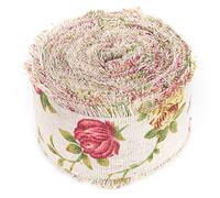 CHICIRIS Sangle de Ceinture de Jute de Fleurs de Rose Imprimée, Ruban de Toile de Jute Rustique pour Décoration en Tissu de Mariage