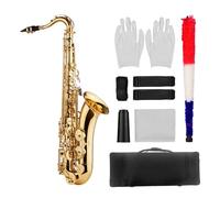 CHICIRIS Saxophone Ténor Bb Corps en Laiton laqué or Saxophone Plat B avec étui de Transport Coussinets en Cuir Ajustés pour Jazz Classique étudiants Débutants