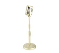 CHICIRIS Stand de Microphone Vintage de Conception Métallique Classique avec Faux Micro, Base Robuste et Tige de Support pour la Photographie de Mode Rétro (Gold)