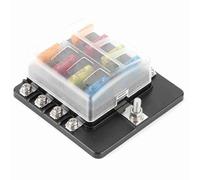 CHICIRIS Support de Boîte à Fusibles à 8 Voies, Borne à écrou à Vis avec Indicateur LED pour Voiture, Bateau, Yacht, Couvercle Transparent Anti-poussière et Anti-éclaboussures
