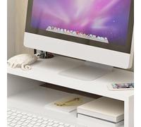 CHICIRIS Support de Moniteur Riser Ergonomique pour Ordinateur, Espace de Stockage Supplémentaire pour Poste de Travail à Domicile, Panneau Artificiel écologique (Blanc Chaud)