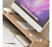 CHICIRIS Support de Moniteur Riser Ergonomique pour Ordinateur, Espace de Stockage Supplémentaire pour Poste de Travail à Domicile, Panneau Artificiel écologique (Noyer Clair)