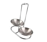 CHICIRIS Support Vertical de Repose-cuillère, Support de Louches à Soupe en Acier Inoxydable avec Plat Collecteur D'égouttement pour Comptoir de Cuisine, Table à Manger, Restaurant (Argent avec 2