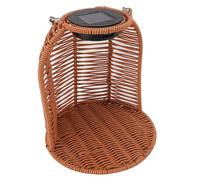CHICIRIS Suspendu Planteur avec Lumière Solaire, Design Polyvalent (Brown) | Rotin PC durable, utilisation par les temps, améliore l\'ambiance extérieure, peut contenir de petites plantes, idéal pour