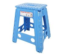 CHICIRIS Tabouret Pliable, Escabeau Pliant Portable en Plastique Antidérapant avec Boucle de sécurité, Idéal pour Le Salon et l'extérieur (Point Blanc Bleu Saphir)