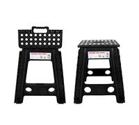 CHICIRIS Tabouret Pliable, Escabeau Pliant Portable en Plastique Antidérapant avec Boucle de sécurité, Idéal pour Le Salon et l'extérieur (Point Blanc Charbon Noir)