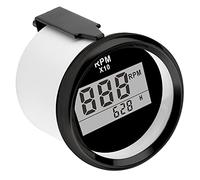 CHICIRIS Tachymètre de Voiture 52 Mm 2 Pouces avec Moteur Pas à Pas Écran LCD IP67 étanche 9 à 32 V 0 à 9990 Tr/min Rétroéclairage Rouge pour Moteur de Bateau de Camion de Voiture (Cadran noir