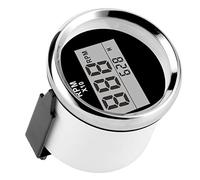 CHICIRIS Tachymètre de Voiture 52 Mm 2 Pouces avec Moteur Pas à Pas Écran LCD IP67 étanche 9 à 32 V 0 à 9990 Tr/min Rétroéclairage Rouge pour Moteur de Bateau de Camion de Voiture (Cadran noir