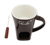 CHICIRIS Tasse à Fondre le Chocolat, Tasse à Fondue au Chocolat, Chauffe-beurre en Céramique avec Fourchette en Acier Inoxydable pour Desserts, Fondues, Bouillons de Fromage, Trempettes, (BROWN)