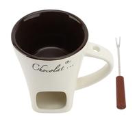 CHICIRIS Tasse à Fondre le Chocolat, Tasse à Fondue au Chocolat, Chauffe-beurre en Céramique avec Fourchette en Acier Inoxydable pour Desserts, Fondues, Bouillons de Fromage, Trempettes, (WHITE)