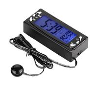 CHICIRIS Thermomètre de Voiture 12V Numérique LCD avec Sonde Extérieure | Matière ABS, Plage de -50°C à 70°C, Horloge 12/24H et Alarme, Mémoire des Historique min/.