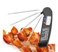 CHICIRIS Thermomètre Numérique LCD pour Barbecue avec Sonde Pliable, Testeur de Cuisson Facile à Lire pour Steak, Poisson, Viande, Outil de Cuisine ABS de qualité Supérieure (BLACK)