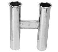 CHICIRIS Tube de Support de Canne à Pêche Tube de Support de Canne à Pêche en Acier Inoxydable 42 Mm de Diamètre 2 Maillons Montage Vertical Bord roulé Poli pour Bateau RV Yacht Peut Contenir 2 Cannes