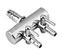 CHICIRIS Valve de Contrôle d'air D'Aquarium, Vanne de Contrôle de Répartiteur de Débit d'air en Acier Inoxydable de 8 Mm à 4 Mm avec 4 6 8 Voies, Connecteur de (Tête de séparation à Deux Trous de 8