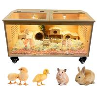 Chick Box Cage pour Hamster en pin Naturel, équipée d'un Support de Lampe Chauffant et d'une Porte coulissante, et équipée de 4 roulettes de Frein, Design pour Poussins/Hamsters (80 x 40 x 40 cm)