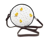 Chick Dots Sac à bandoulière rond pour femme, sac à main en cuir végétalien avec sangle réglable