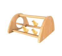 Chick Perch, Mini Wooden Roosting Bar with Mirror, Interactive Training Toy, Product Size: About 7.87x5.51x3.54 inches, Compact Ideal for Chicken Coop and Rooster Development
