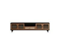 CHICKEN Console De Télévision 200cm Console Tressage Bois Rotin, Pôle de Divertissement Rustique avec Rangement, Meuble Adapté aux Salons et Hôtels Meuble TV De Salon