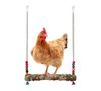Chicken Coop Swing - Wooden Climbing Frame, Poultry Enrichment Toy with Hanging Bell Feature, Rooster Exercise, Perch Set, Cage Activity Accessory for Supporting Pecking Climbing Chewing Behavior
