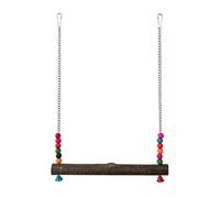 Chicken Coop Swing - Wooden Hanging Toy for Poultry Enrichment | Natural Wood Perch with Bells, Suspended Climbing Chewing Activity Perfect for Hens Rooster Parrots Cage Run Backyard