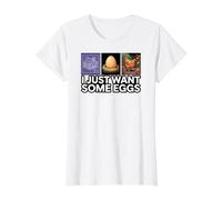 Chicken Farmer I Just Want Some Eggs T-Shirt Graphique avec Valeur, Femme, Blanc, XL