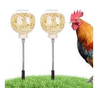 Chicken Feeder, Poultry Feeder, 2 Pieces Fowl Feeders with Stake, Refillable Foods Dispenser Movable, Birds Food Jar for Training Chickens in Barn, Garden, Field, Or Yard