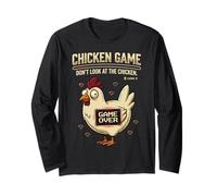 Chicken Game Don't Look At The Chicken Funny Gamer Pixel Art Manche Longue