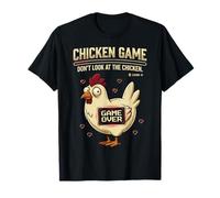 Chicken Game Don't Look At The Chicken Funny Gamer Pixel Art T-Shirt
