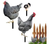 Chicken Garden Stake, Decorative Iron Hen, Weather Resistant, 9.84x2.17 inches, Garden Spike, Set of 3, for Landscape, Easter, Kitchen, Lawn, Outdoor Decor, Long Lasting