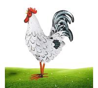 Chicken Garden Statue, Iron Rooster Yard Art Figurine, Handcrafted Metal Farm Animal Sculpture, Standing Outdoor Decor Accent, Ideal for Farmhouse Lawns, Backyard Patios, Garden Paths, 40x32x12cm