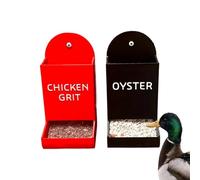 Chicken Grit Feeder, Poultry Feed Trough, 7.28x3.15x3.5 inches Spacious & Easy to Clean, Hangable Chickens Feeding Container for Farm Backyard, and 2 Pieces Duck Food Dispensers