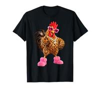 Chicken Mom Funny Rooster Farm Girl Leopard Glam T-Shirt
