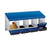 Chicken Nesting Box for Backyard Coop - 4 Compartments, Heavy Duty Galvanized Steel, Roll Away Design, Easy Wall Mount Or Freestanding, Removable Egg Tray, Weatherproof, Blue, Four Grids