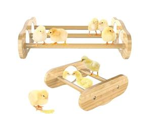 Chicken Perch Pole - Wooden Mini Roosting Bar with Mirror | Chicken Perch Set Strong Bar Toy for Brooder Box Coop Training Chicks Hens Parrots Macaws