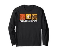 Chicken Poops Eggs Repeat Funny Homesteader Backyard Manche Longue