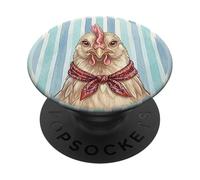 Chicken Retro Bandana Paisley Stripe Graphic PopSockets PopGrip Adhésif
