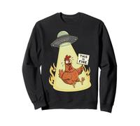Chicken Saying This is Fine During UFO Sweatshirt