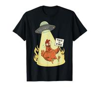 Chicken Saying This is Fine During UFO T-Shirt