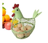 Chicken shaped Egg Basket, Metal Storage Egg Holder, Farmhouse Wire Feature, Kitchen Organization Accessory, Rustic Country Organizer, Suitable for Coop Garden Backyard Easter Fruit Vegetable Snack