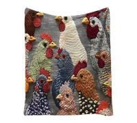 Chicken Throw Blanket - Flannel Foldable Machine Washable Quilt, Rooster Pattern Printed Blanket for Bed Sofa or Couch | Ideal Throw for Picnic Sofa Bed Indoor Home Bedroom Birthdays Housewarming