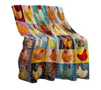 Chicken Throw Blanket - Foldable Soft Quilt, Breathable Chicken Print Blanket, c0zy Lightweight Throw for Sofa Bed | Decorative Farmhouse Blankets for Living Room Bedroom | Gift for Family Friend