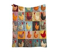 Chicken Throw Blanket - Foldable Soft Quilt, Breathable Chicken Print Blanket, c0zy Lightweight Throw for Sofa Bed | Decorative Farmhouse Blankets for Living Room Bedroom | Gift for Family Friend