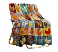 Chicken Throw Blanket - Foldable Soft Quilt, Breathable Chicken Print Blanket, c0zy Lightweight Throw for Sofa Bed | Decorative Farmhouse Blankets for Living Room Bedroom | Gift for Family Friend