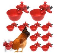 Chicken Water Cups, Chicken Cup Waterer Set, 3.35x2.76x1.57 inches with Adjustable Drinker System,10 Pieces Gravity-Fed Feeder for Chicks, Geese, Turkeys Bunnies, Coop Farm