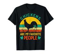 Chickens are My Favorite People Grass Rétro Sunset Funny T-Shirt