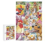 Chickens Tea Party with Dog Puzzle 1000 Pièces Educa Jouet en Bois Cadeau Unique Décoration Intérieure Jeu Éducatif Challenge Toy Adultes Et Enfants À Partir De 14 Ans 1000 PCS