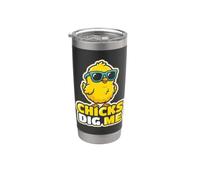 Chicks Dig Me Pâques Humour Vacances Saisonnier Spring Farmer Gobelet isotherme en acier inoxydable double paroi