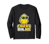 Chicks Dig Me Pâques Humour Vacances Saisonnier Spring Farmer Manche Longue