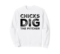Chicks Dig The Pitcher - Fanatique de Sport Amusant pour Les Amateurs de Baseball Sweatshirt